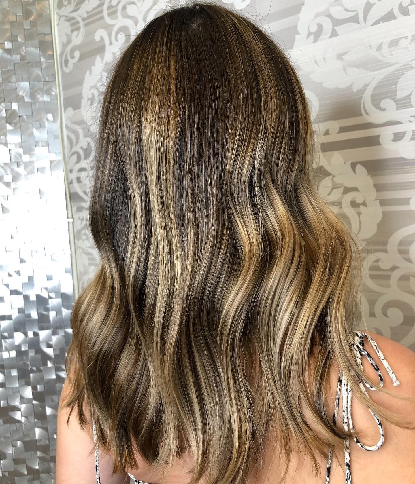 Sun-kissed balayage highlights result Upper East Side salon